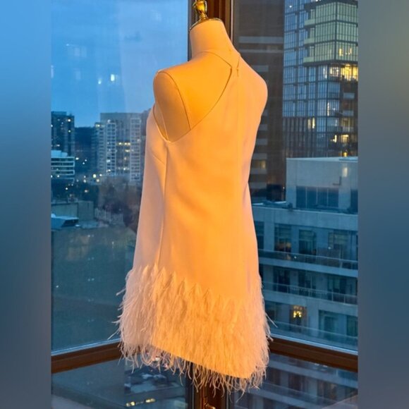 🆕 ALEXIS 🧿 NWOT Bristal Feather Trimmed Mini Dress, White, Sz S - Picture 11 of 16